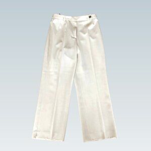 Akris Ivory Wool Trousers • Tailored Straight Leg • Size 10
